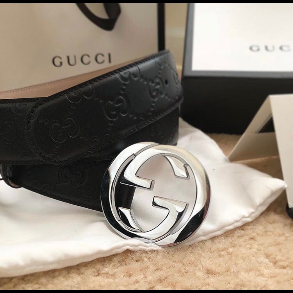 Gucci Black Signature Leather Belt